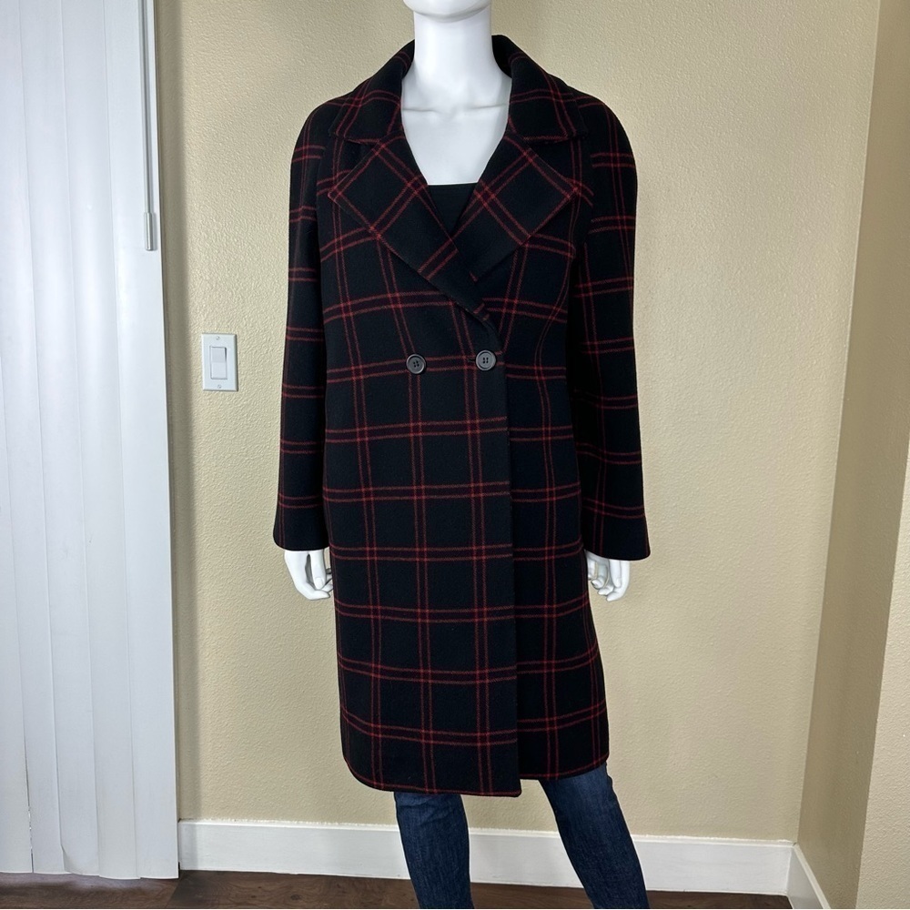 Maje Coat Sz 36 Plaid Wool Blend